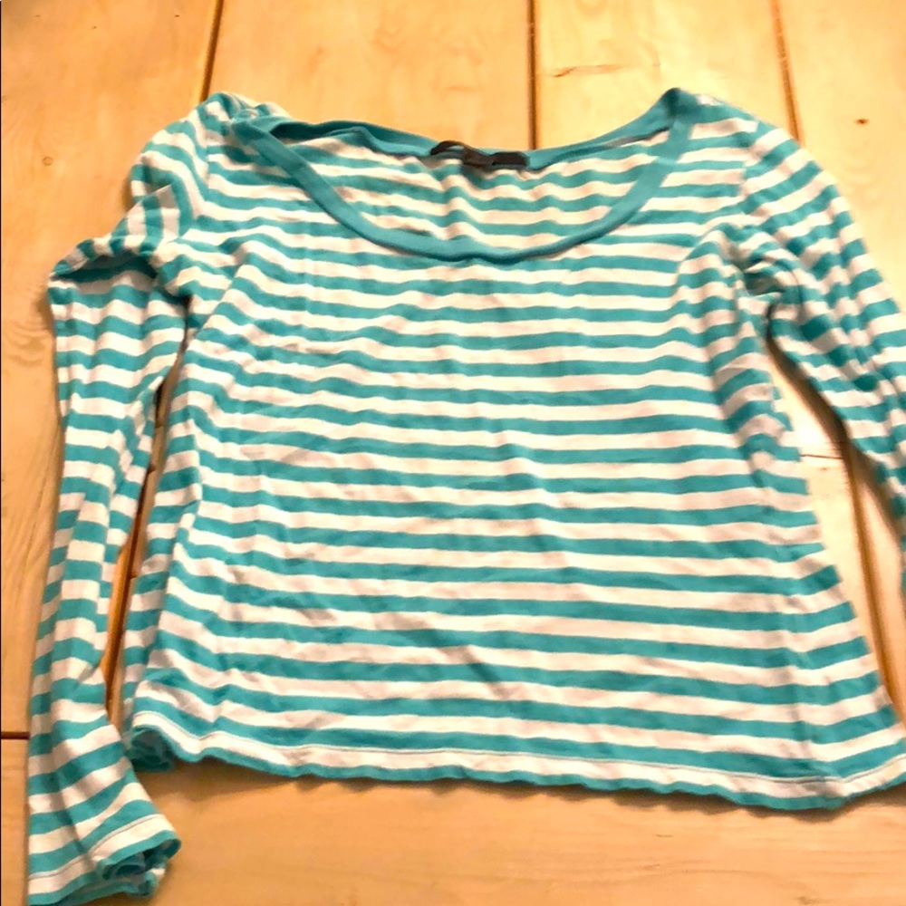 Thin long sleeve striped turquoise shirt